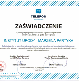 Zaswiadczenie o pozytywnym przejsciu badania tajemniczego klienta