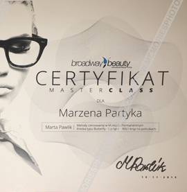 Certyfikat dla Marzena Partyka