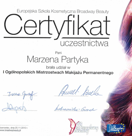 Certyfikat dla Marzena Partyka