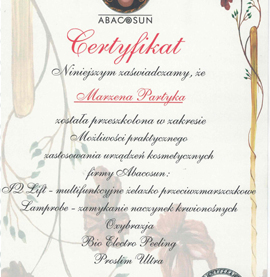 Certyfikat dla Marzena Partyka