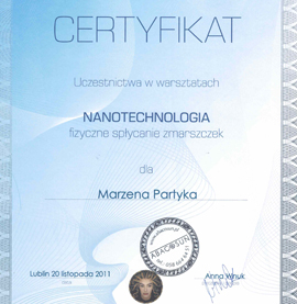 Certyfikat dla Marzena Partyka