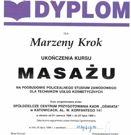 Certyfikat dla Marzena Partyka