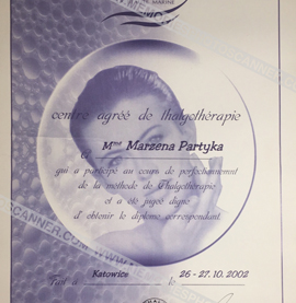 Certyfikat dla Marzena Partyka
