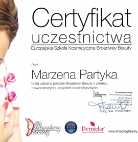 Certyfikat dla Marzena Partyka