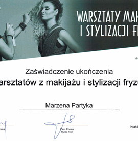 Certyfikat dla Marzena Partyka